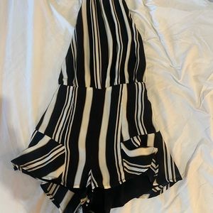Strappy striped romper